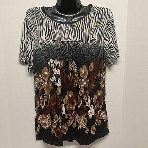 Elegant Zebra and Floral Women's Blouse